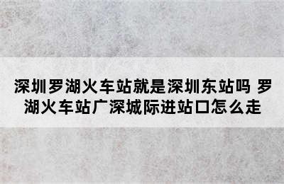 深圳罗湖火车站就是深圳东站吗 罗湖火车站广深城际进站口怎么走